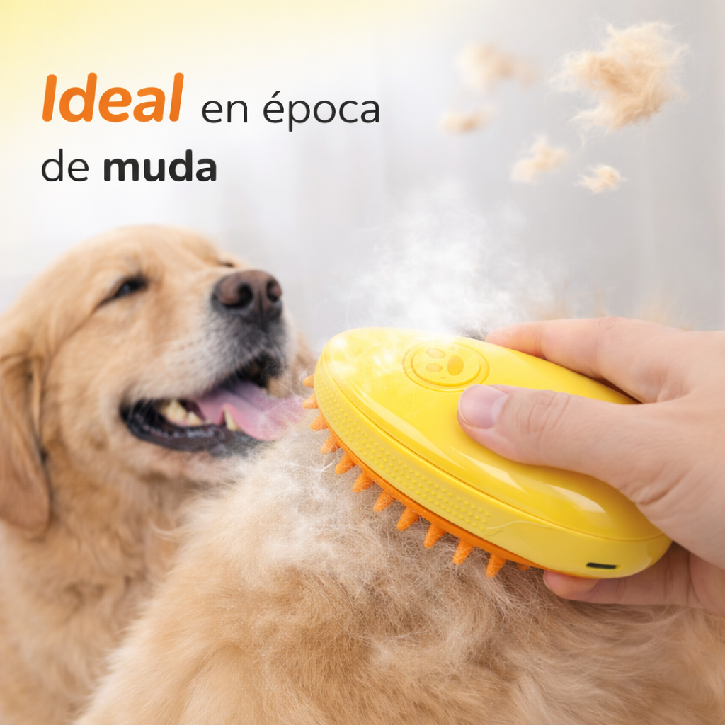Cepillo Vapor Mascotas 3 en 1  Menos Pelo y Sin Tirones