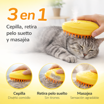 Cepillo Vapor Mascotas 3 en 1  Menos Pelo y Sin Tirones